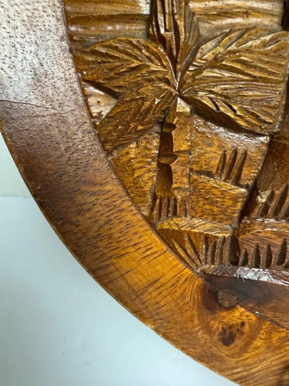 Vintage  Wood Carved Hawaii Palm Beach Plaque Tiki Bar 12